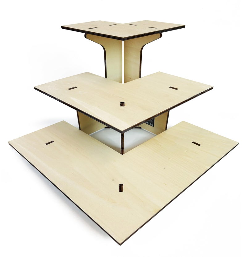 TORCHED DISPLAYS Torched 3-Tier Retail Table Display Corner Stand with Shelves for Products - Portable | 3 Step Corner Display Rack for Retail Table Top  Counter Top  Craft Shows  Farmers Market  Tradeshows - Image 1